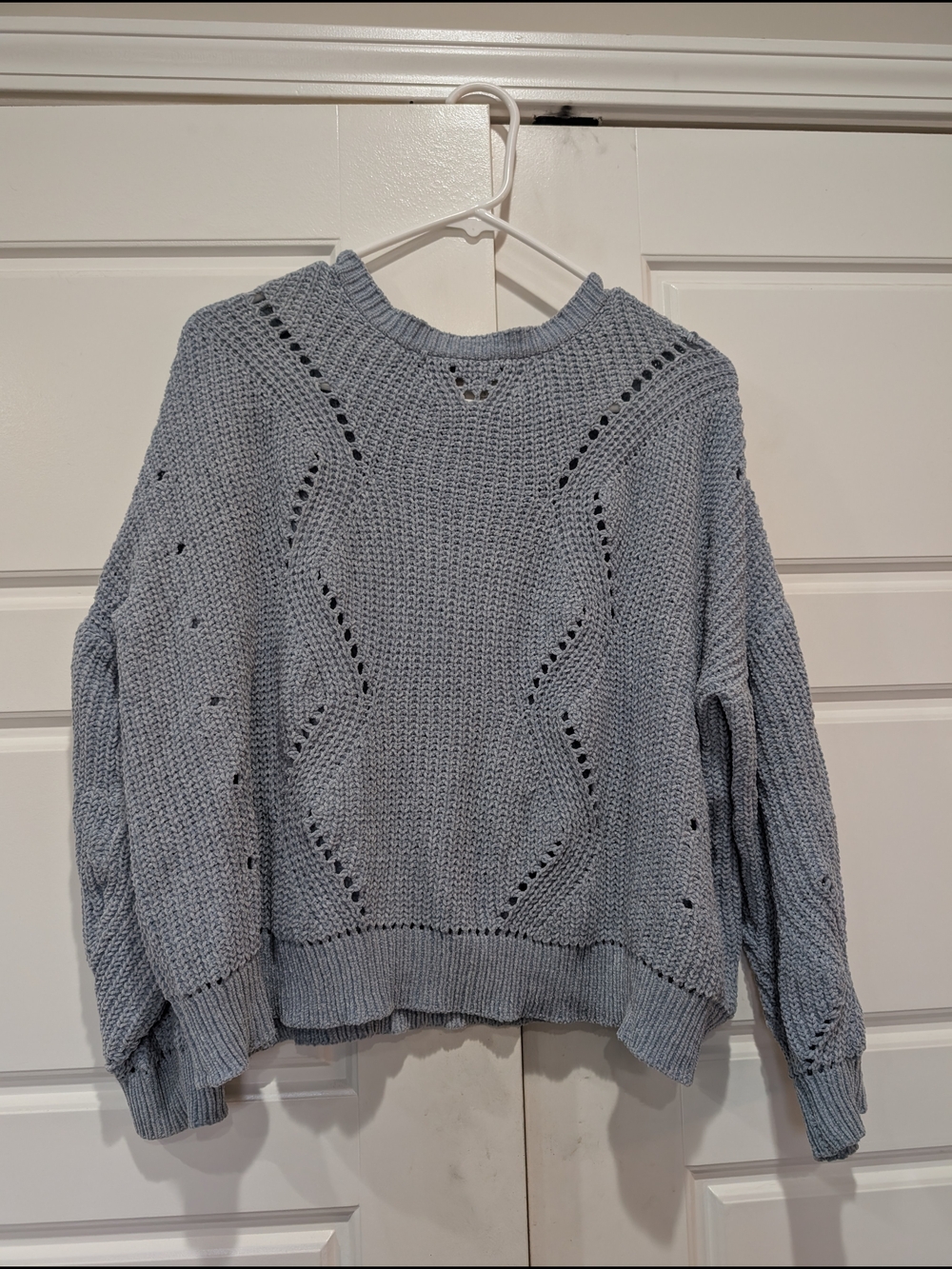 Altar'd State Blue Chenille Eyelet Sweater S